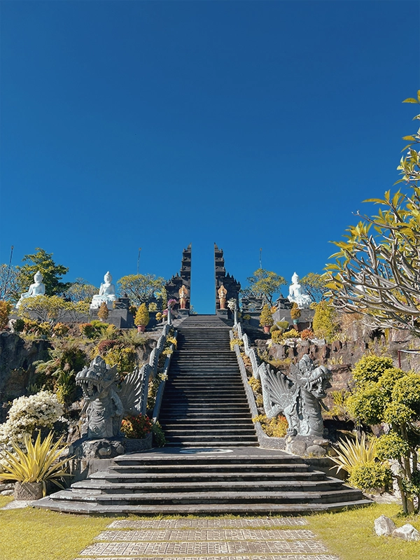 Brahmavihara-Arama Buddhist monastery in North Bali with peaceful hill view
